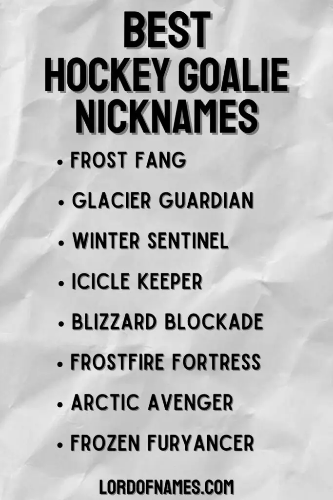 Best Hockey Goalie Nicknames