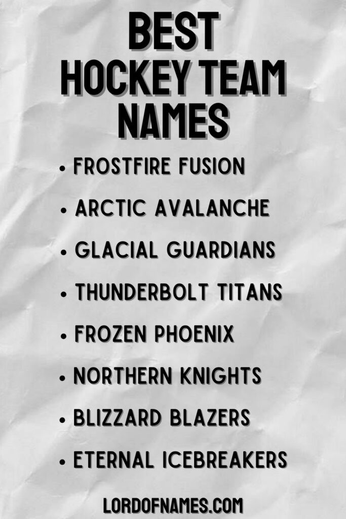 Best Hockey Team Names