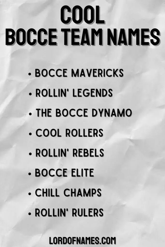 Cool Bocce Team Names
