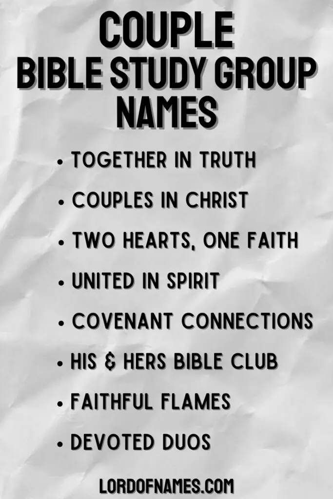 Couple Bible Study Group Names