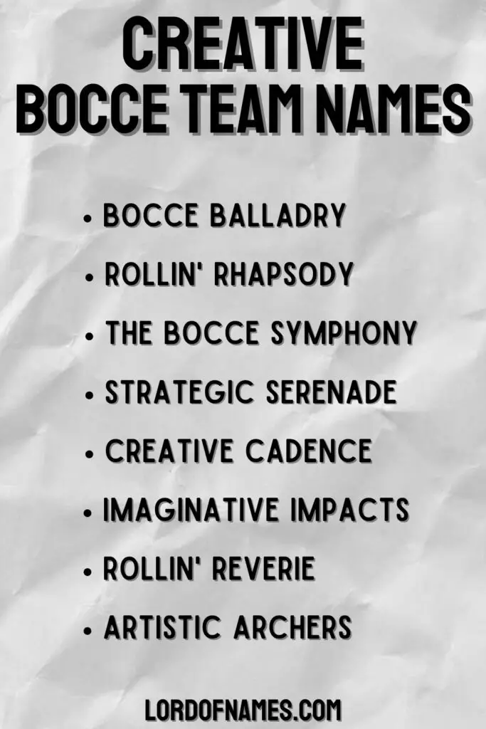 Creative Bocce Team Names