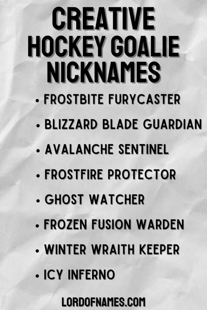 Creative Hockey Goalie Nicknames