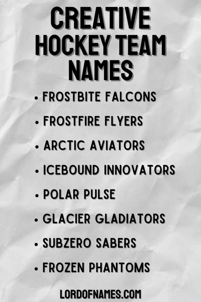 Creative Hockey Team Names