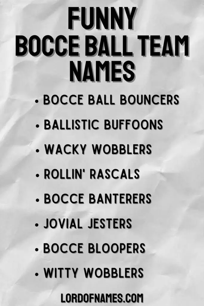 Funny Bocce Ball Team Names