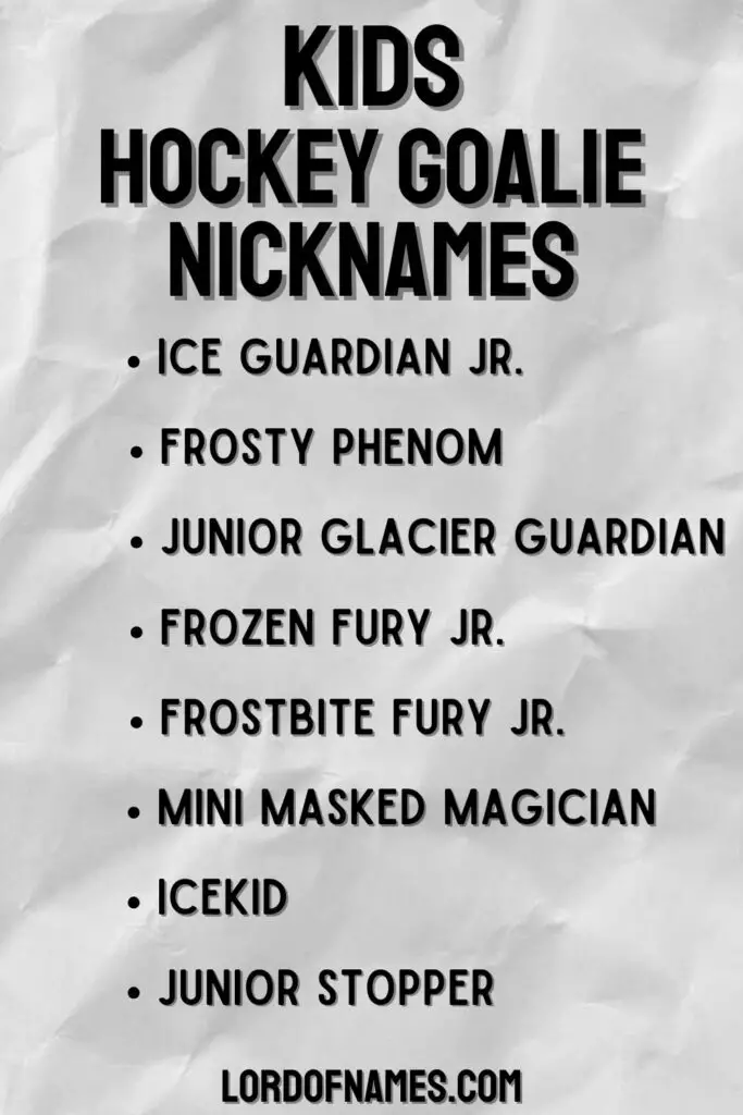 Hockey Goalie Nicknames for Kids