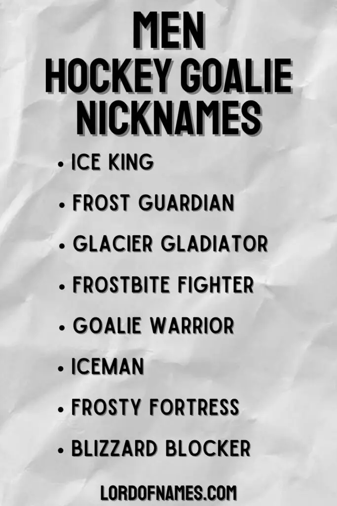 Hockey Goalie Nicknames for Men
