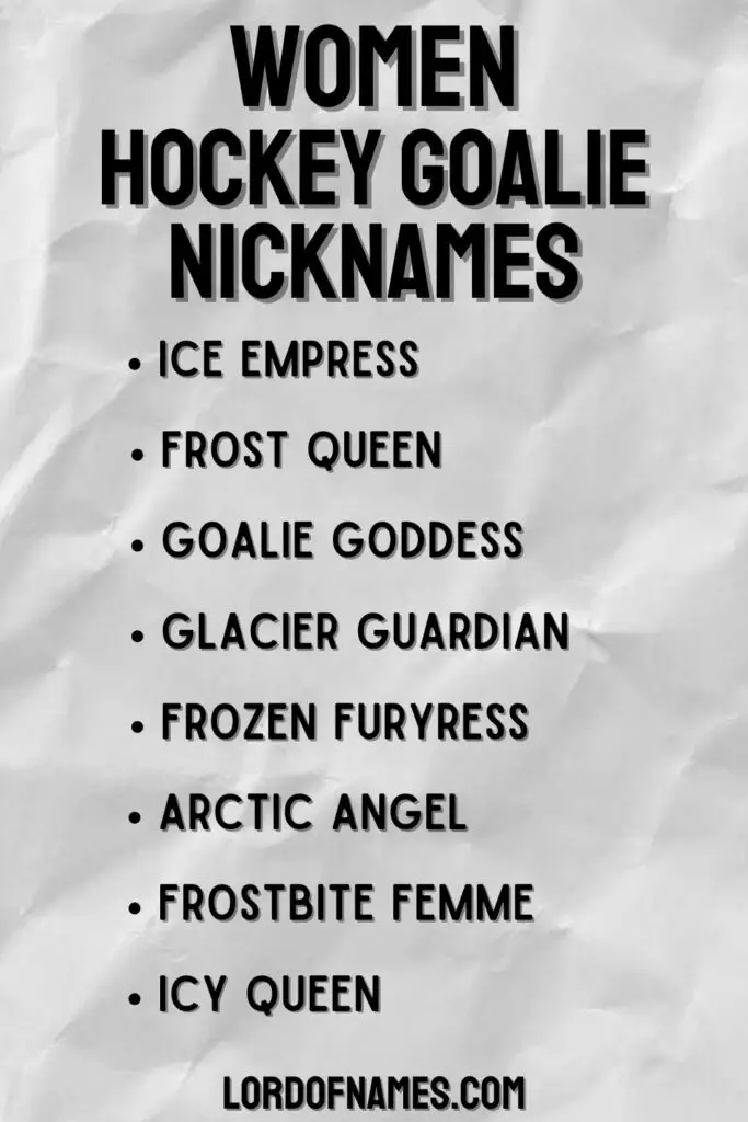 Hockey Goalie Nicknames for Women