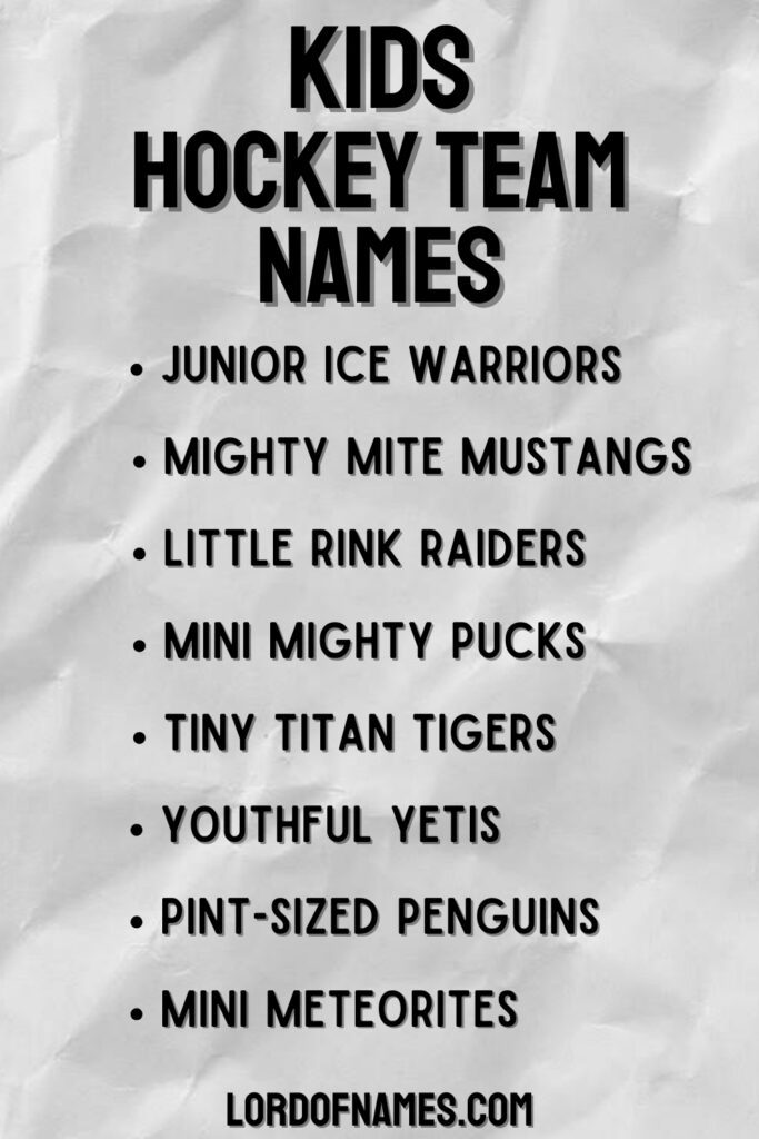Kids Hockey Team Names