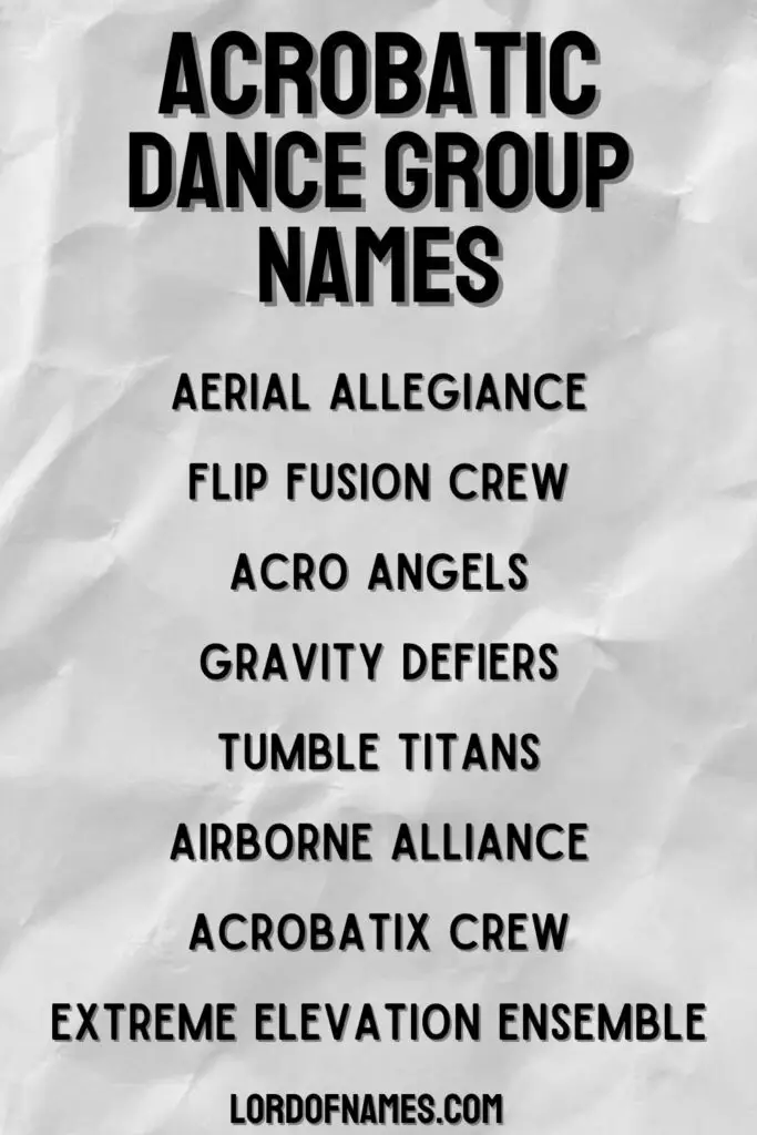 Acrobatic Dance Team Names