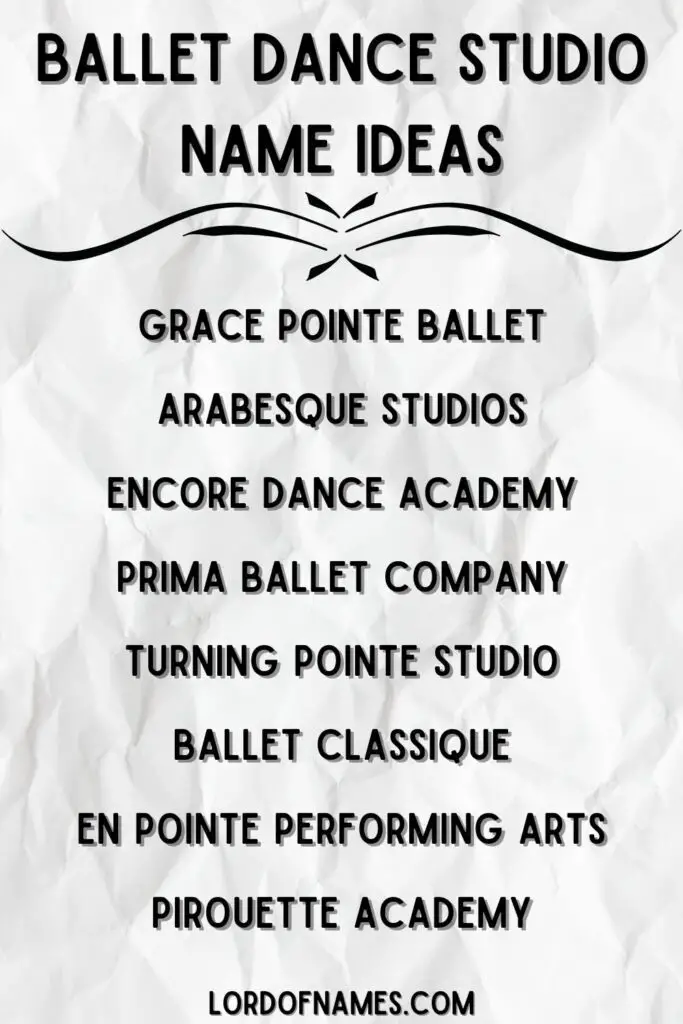 Ballet Dance Studio Name Ideas