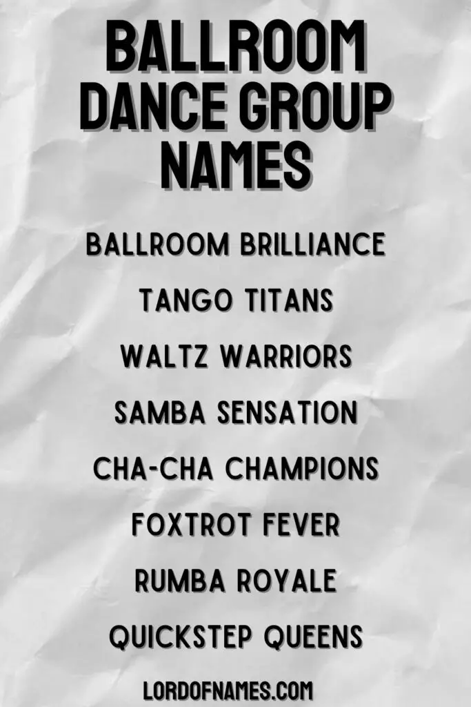Ballroom Dance Competition Names