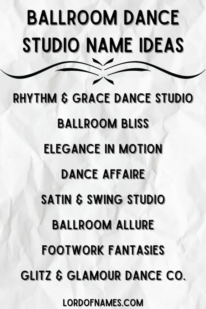 Ballroom Dance Studio Name Ideas