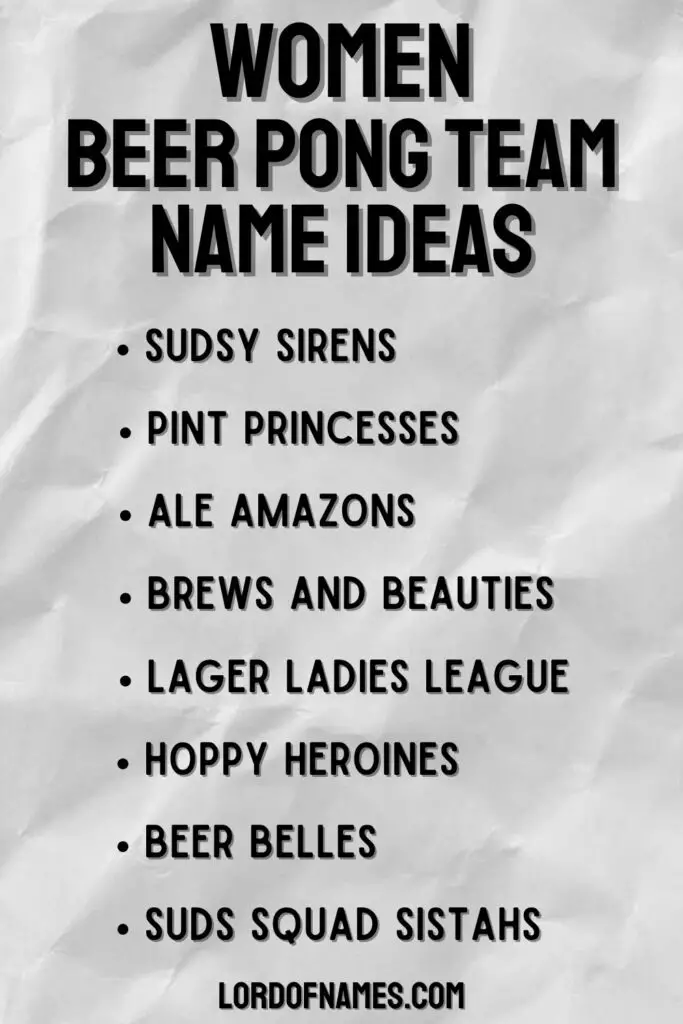 Beer Pong Team Names for Women