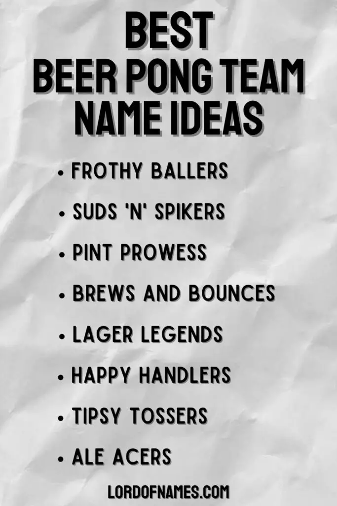 Best Beer Pong Team Name Ideas