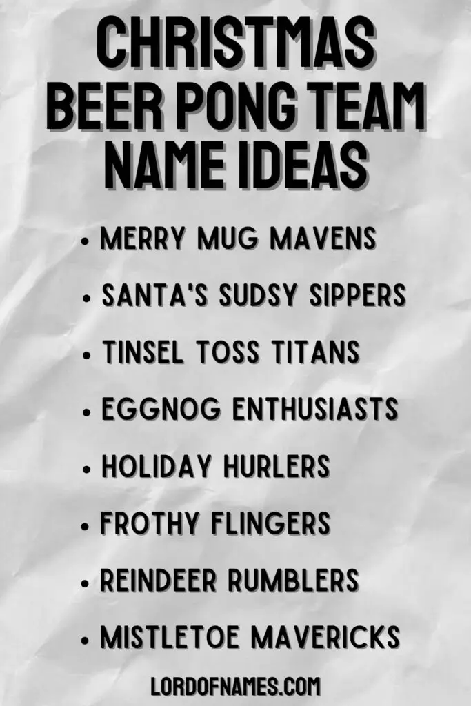 Christmas Themed Beer Pong Team Names