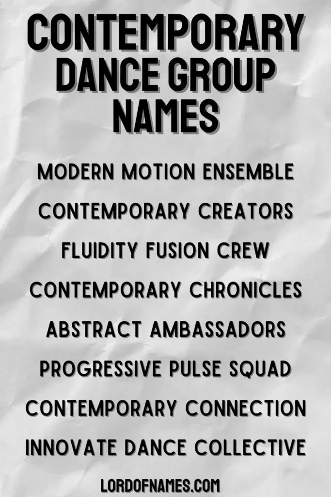 Contemporary Dance Team Names