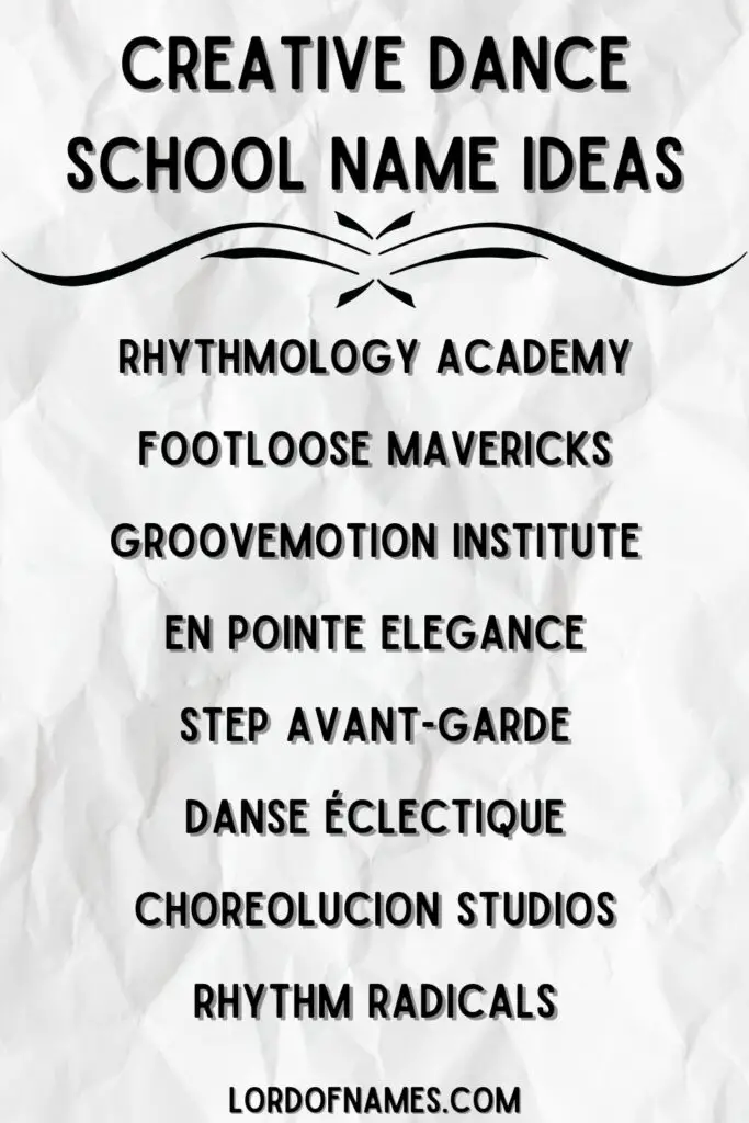 Creative Dance School Name Ideas