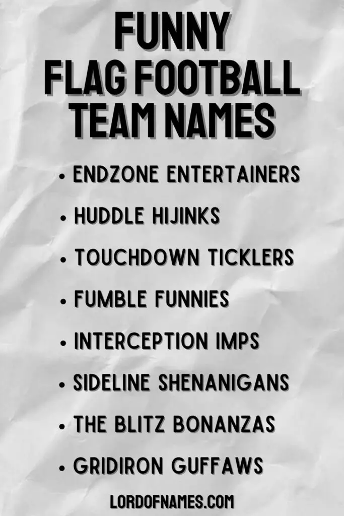 Funny Flag Football Team Names
