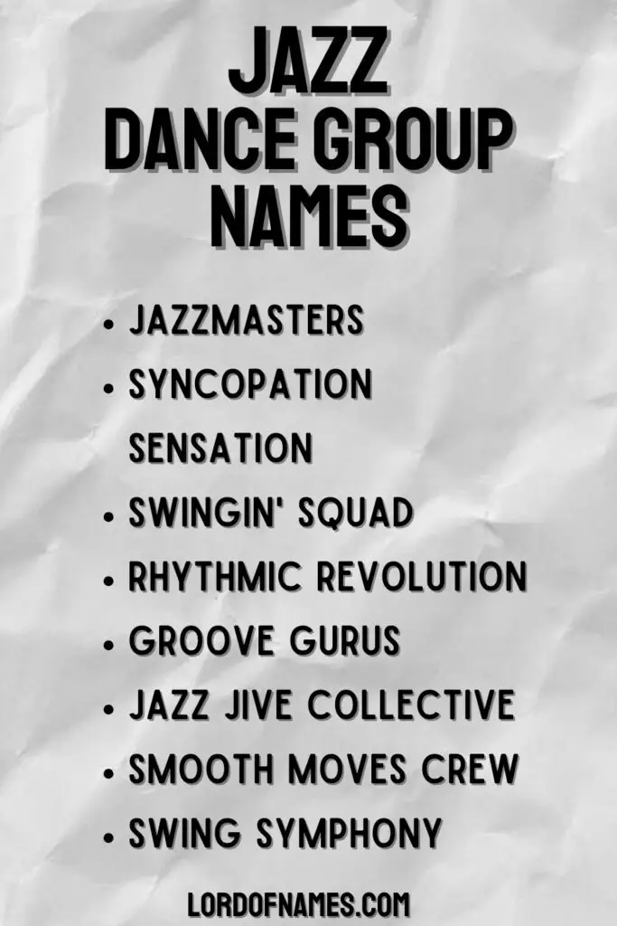 Jazz Dance Group Names
