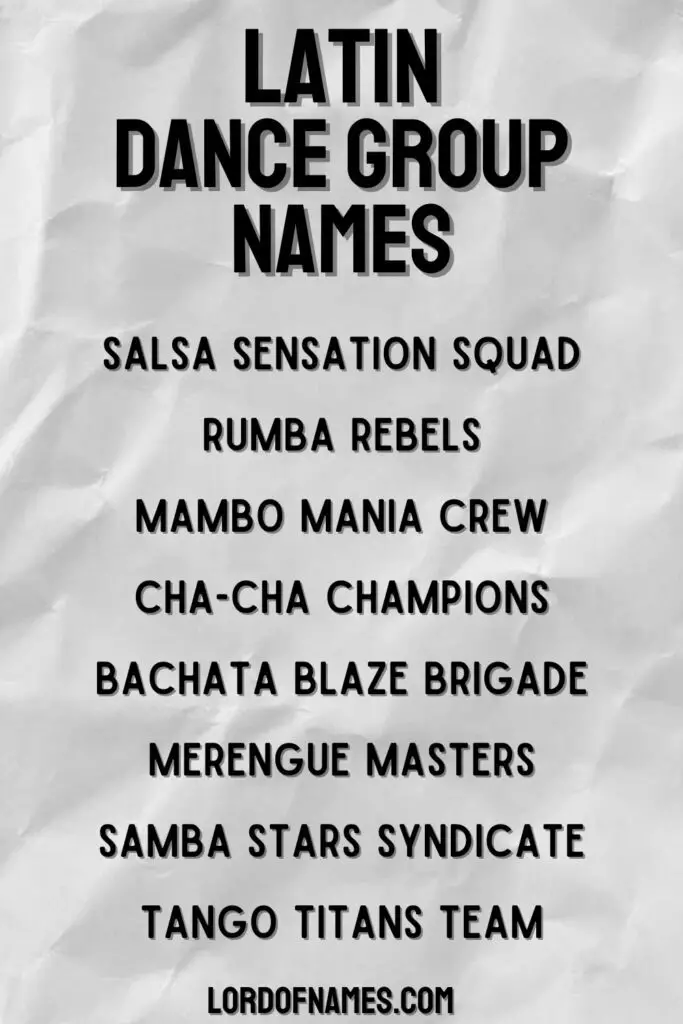 Latin Dance Crew Names