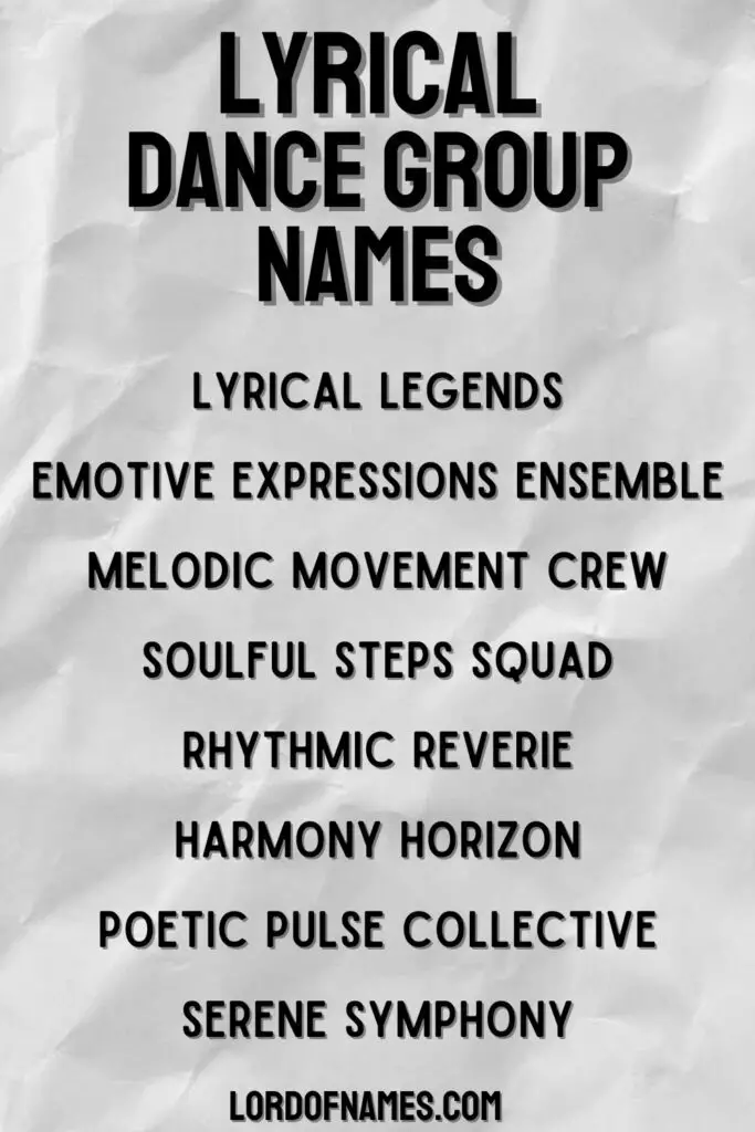 Names For Lyrical Dance Crews