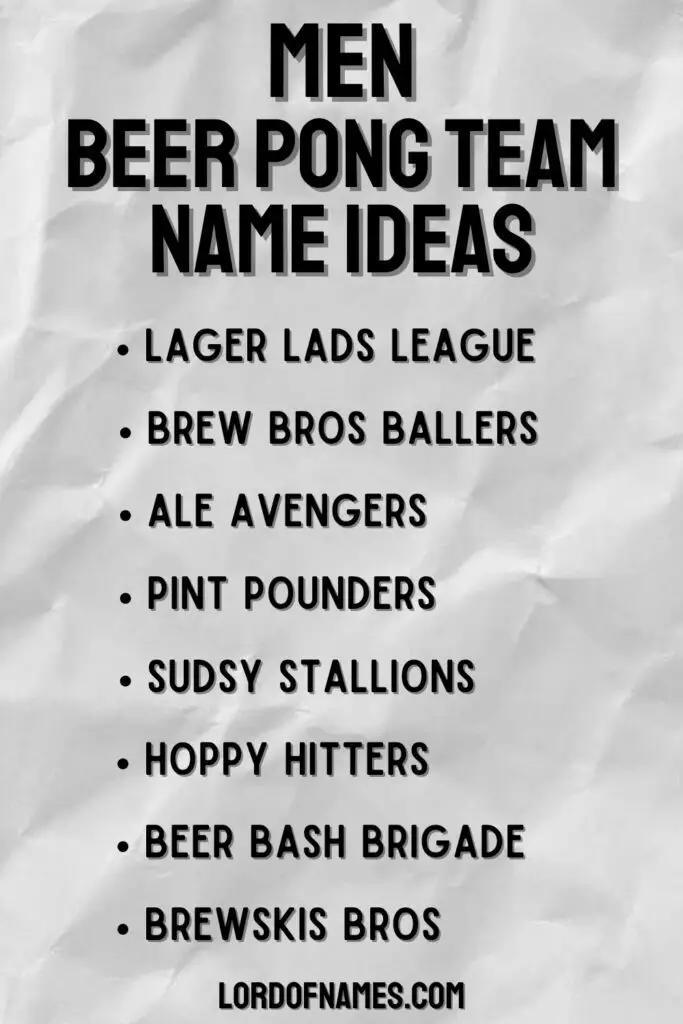 Names for Men Beer Pong Team