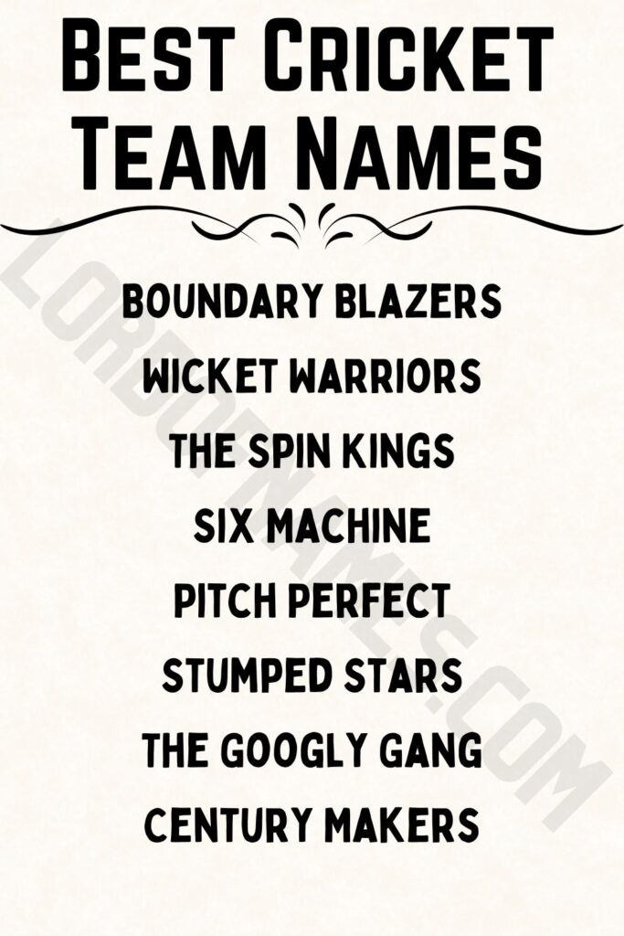 Best Cricket Team Names