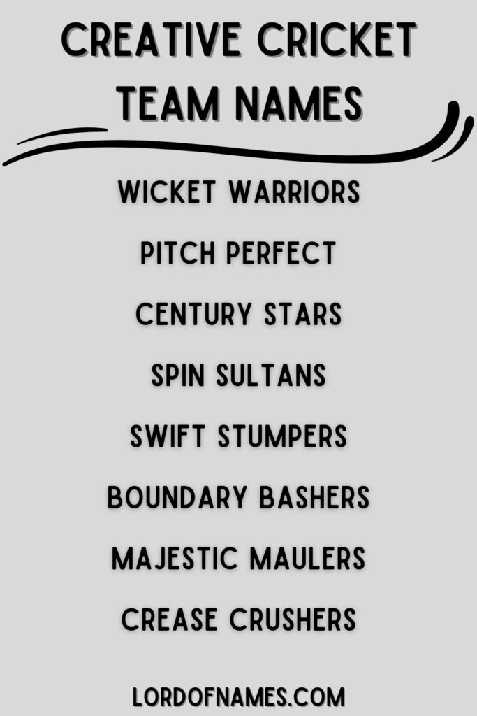 Creative Cricket Team Names