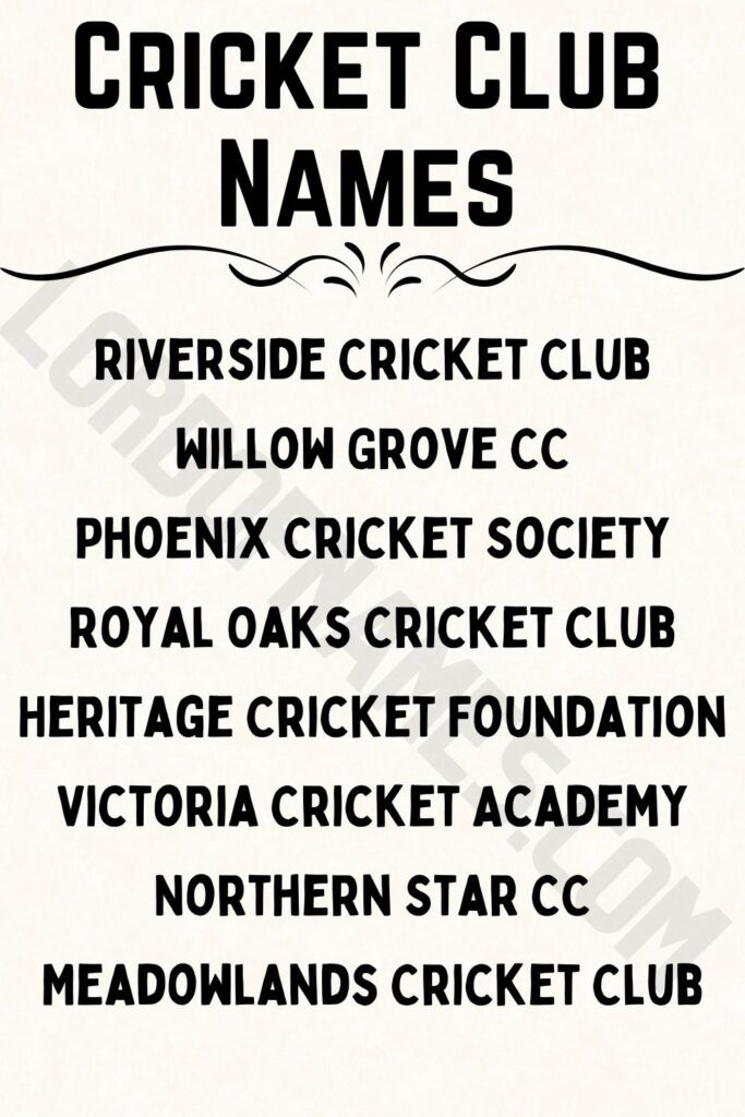 Cricket Club Names
