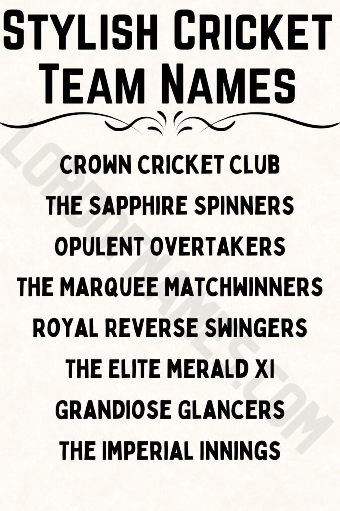 Stylish Cricket Team Names