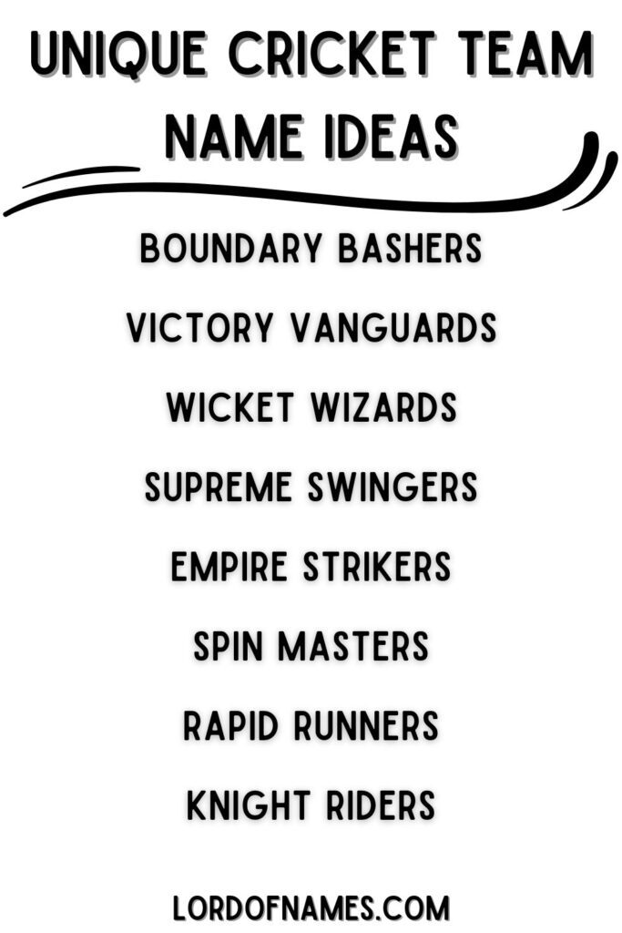 Unique Cricket Team Names