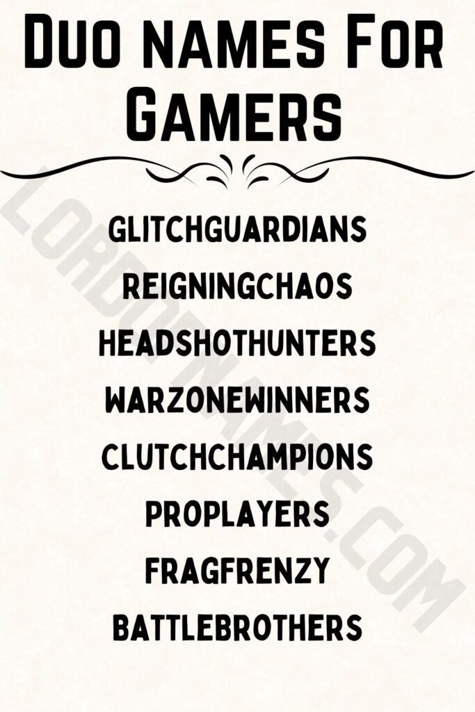 Duo Names for Gamers