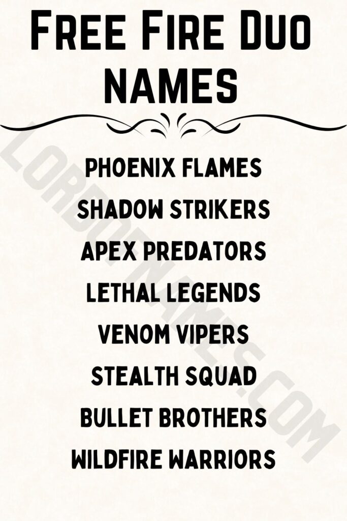 Free Fire Duo names